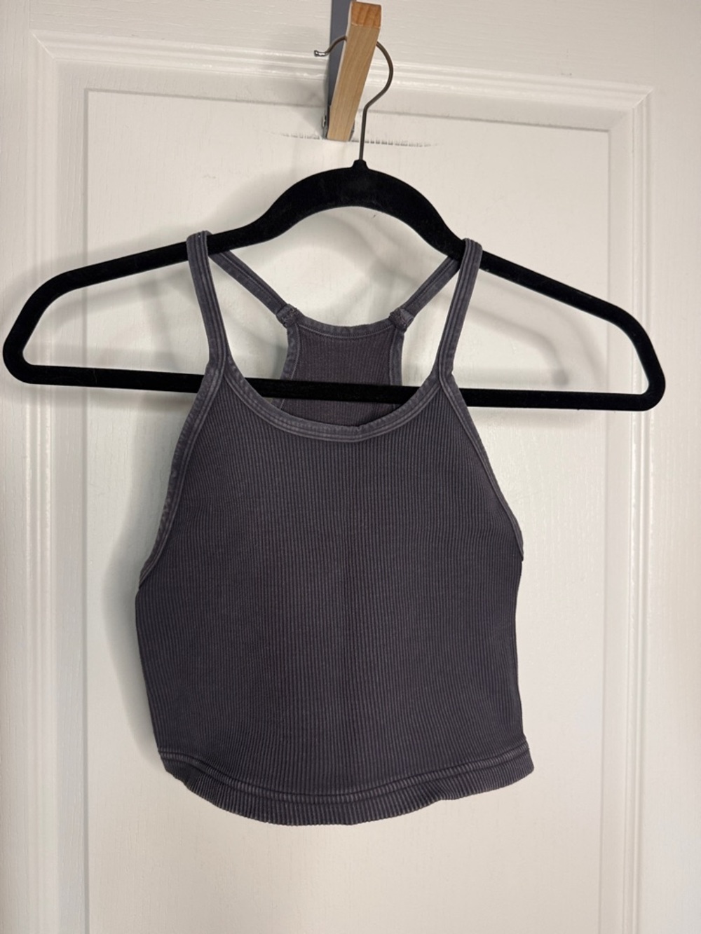 Free People Movement Charcoal Ribbed Racerback Crop Tank.